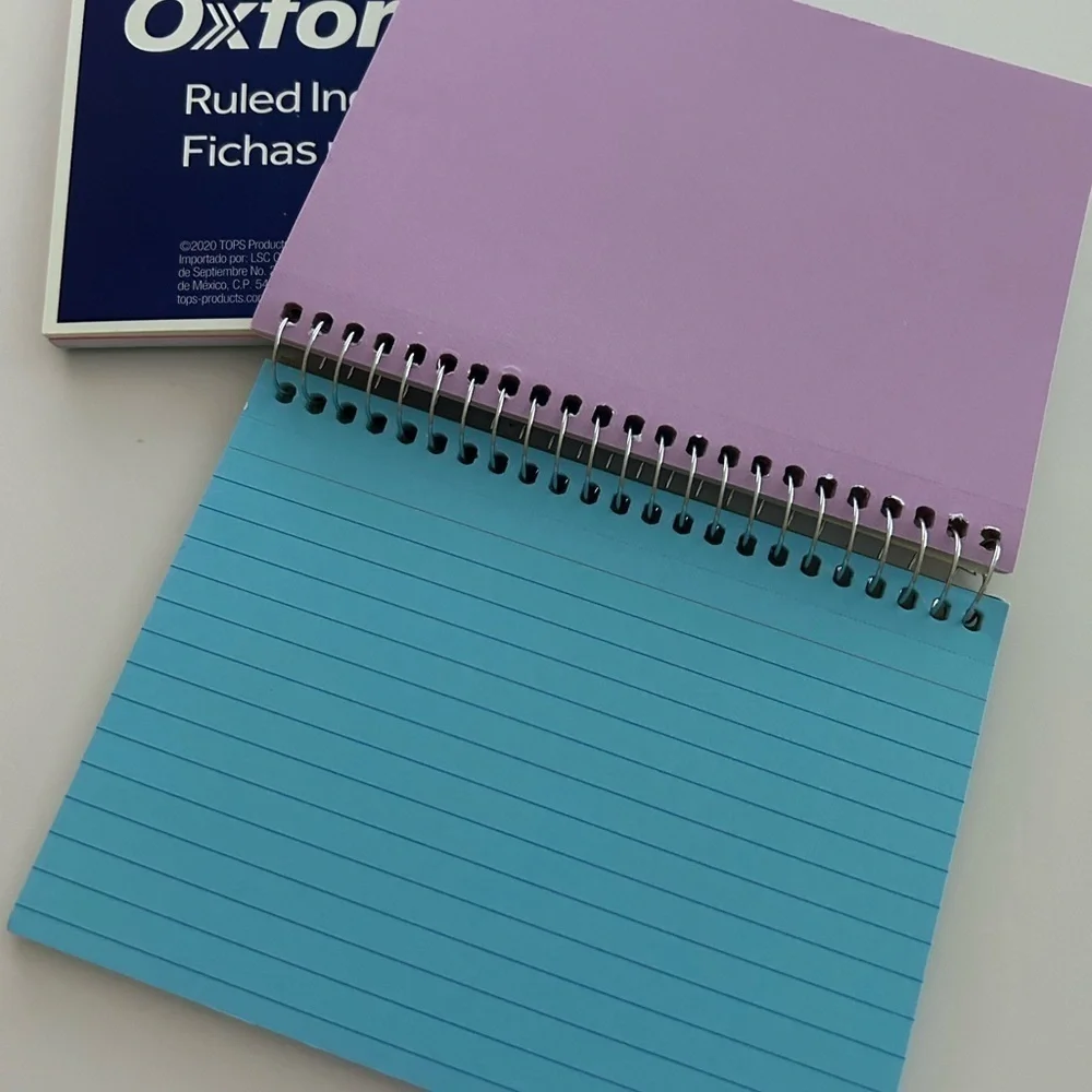 2 Oxford Spiral Ruled Index Cards, 4 x 6 Inches, Assorted Colors, 50 per Pack
